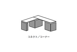 2枚の天板を組合せコーナー型の説明図