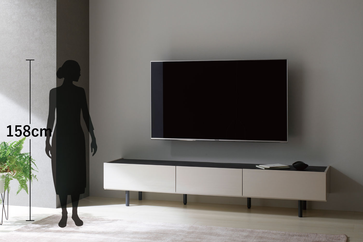 WVテレビボード　高さイメージ　カラー：シルキーアッシュ