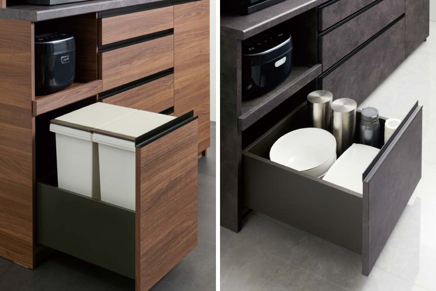 ECEM家電下収納下の引出高さ