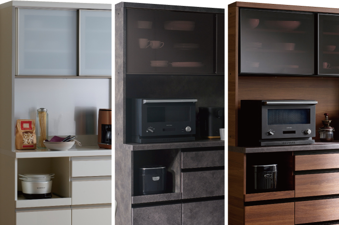 パモウナ キッチンボード カップボード 食器棚 幅100 キッチン収納 E123-
