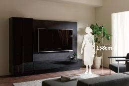 AQテレビボード　キャビネット　高さイメージ　カラー：ブラックグレイン