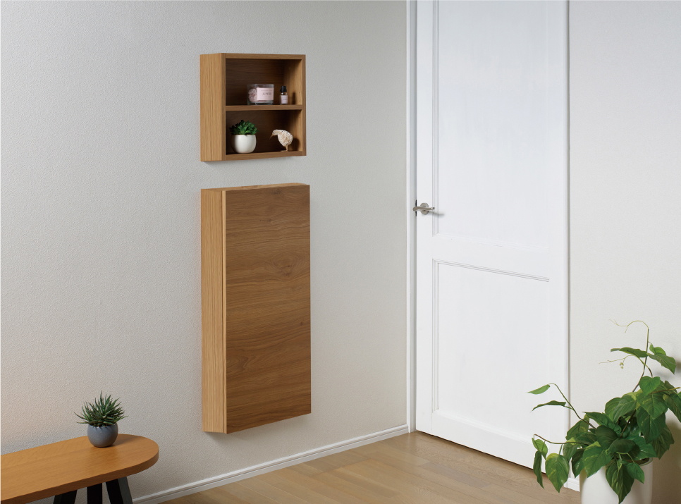 ニッチ収納を壁付け設置したイメージ