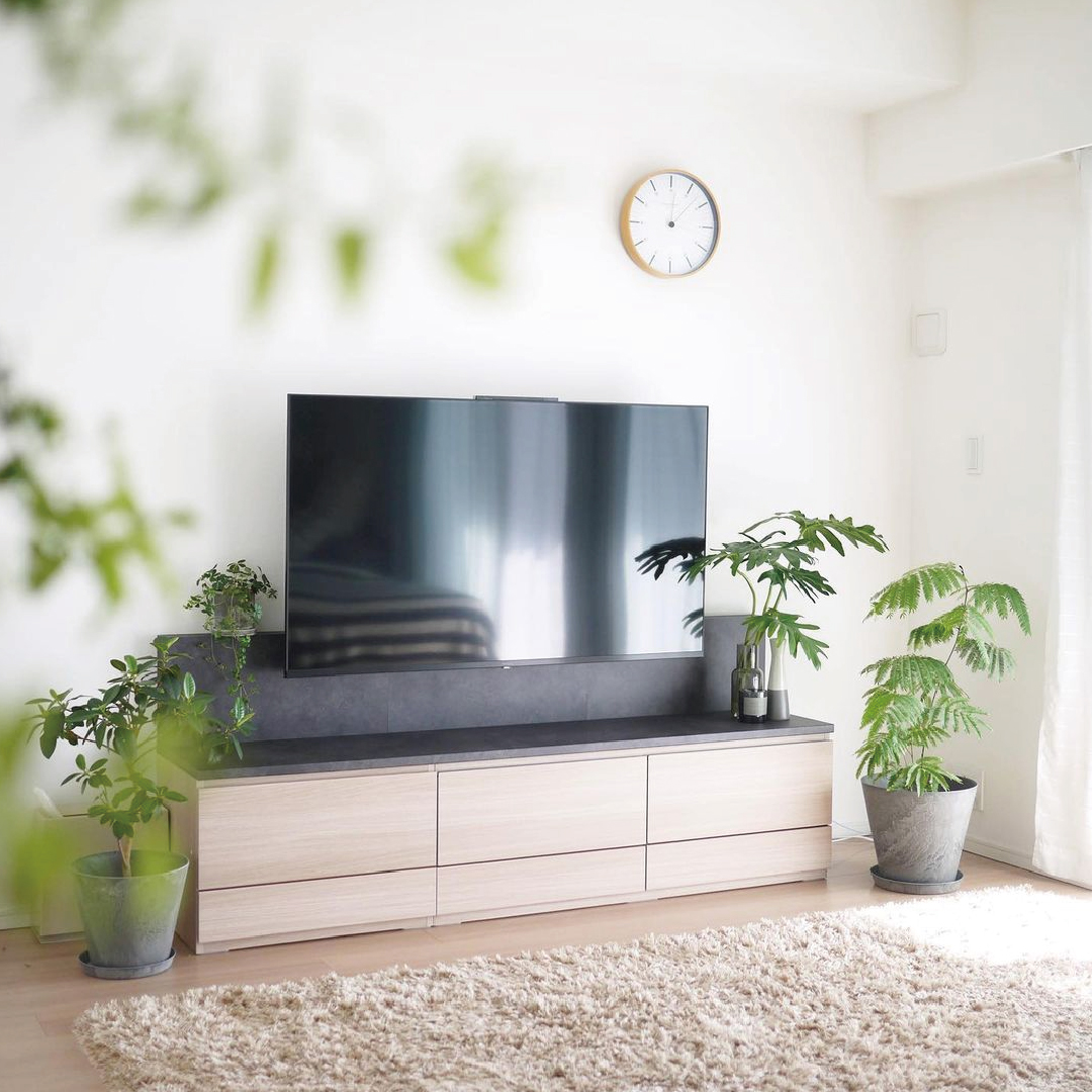 PJシリーズ（TVボード：グリジオーク／バックパネル＋天板：セラミカネロ、幅180cm）
