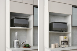 家電タワーの棚は家電の高さに合わせて設置することができます。