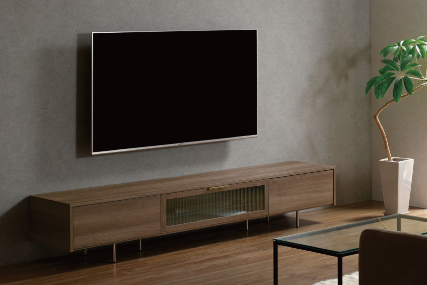 NWテレビボード　幅210cm　カラー：グレイッシュナット