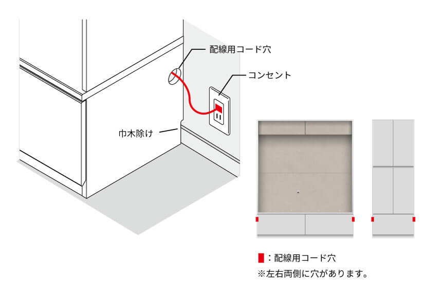 WS テレビボード 配線コード穴
