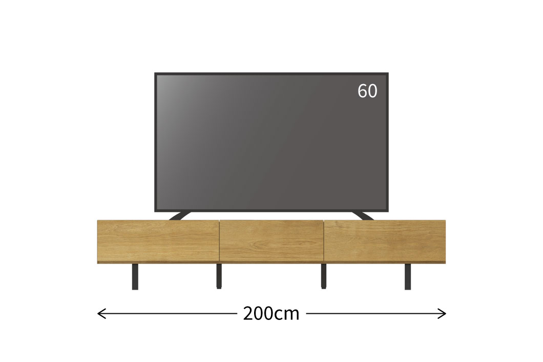WVテレビボード サイズバリエーション 幅200cm