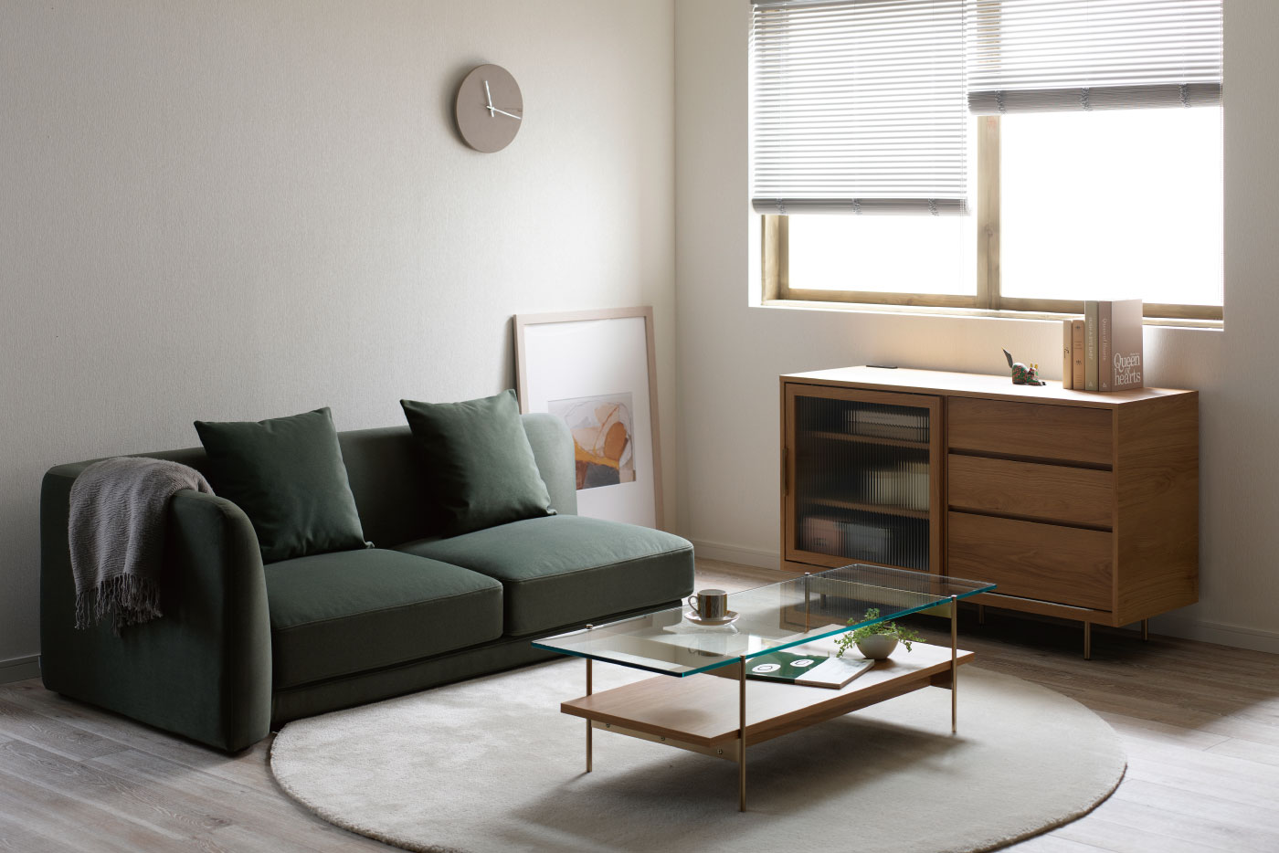 しっとりとした質感が映える、スモーキーなグリーン