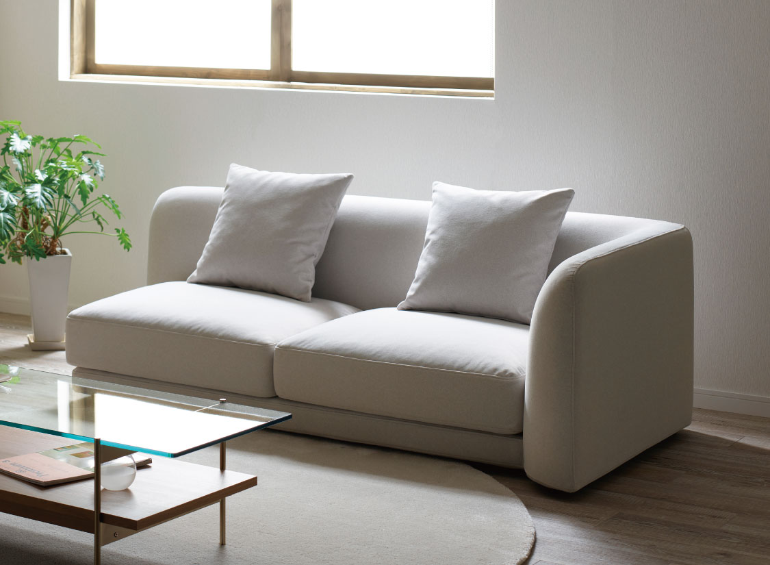 LYソファ（2P右片アーム/グレージュ）