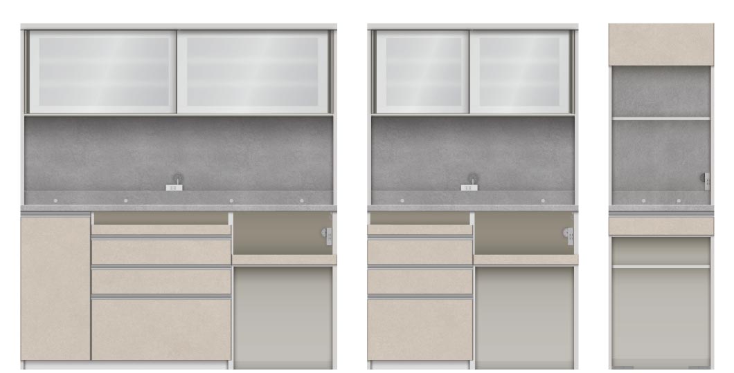 JN高さ198cm、下台オープン収納タイプ