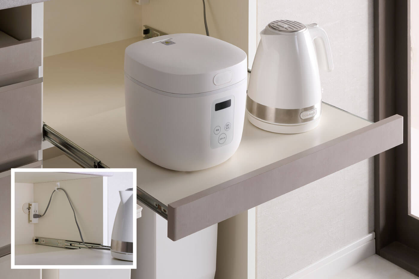 JN食器棚の引き出して使える家電収納