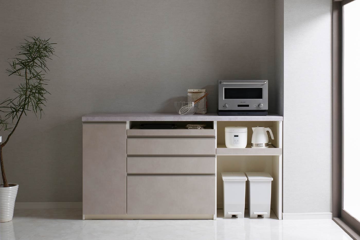 横幅180cmのJNカウンター、ラスターベージュ