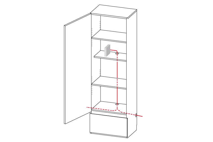 キャビネット内で完結する配線設計