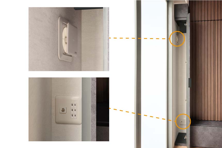 通気口やコンセントを避けて設置が可能
