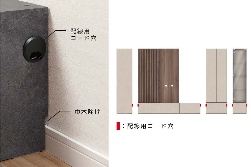配線コード穴