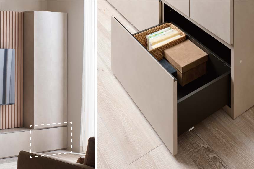 KPシリーズベーシックキャビネット下部は引出収納。