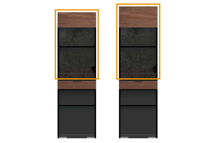 RURL食器棚の選べる上台高さ