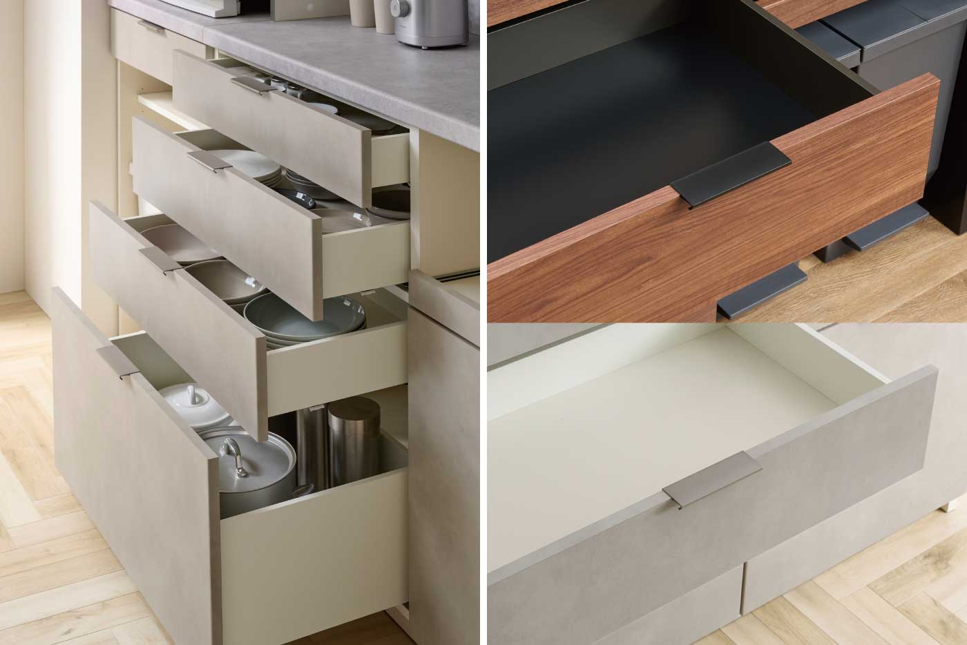 RURL食器棚の4段引出収納