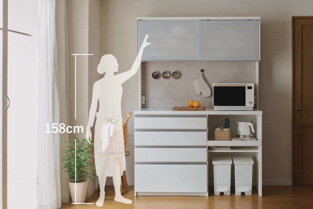 身長158cmの女性使用サイズイメージ