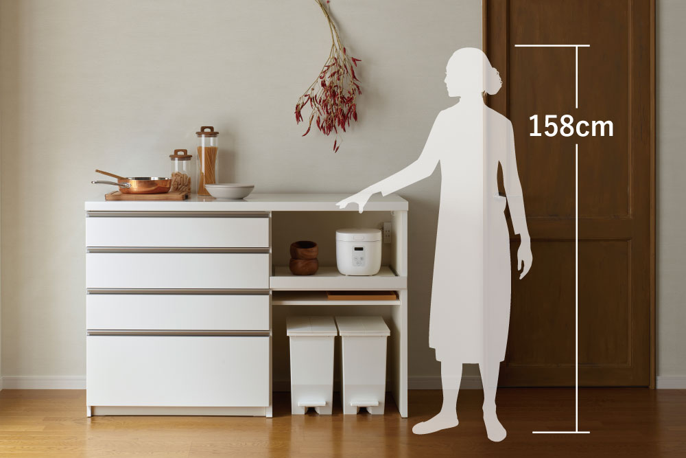 身長158cmの女性使用サイズイメージ
